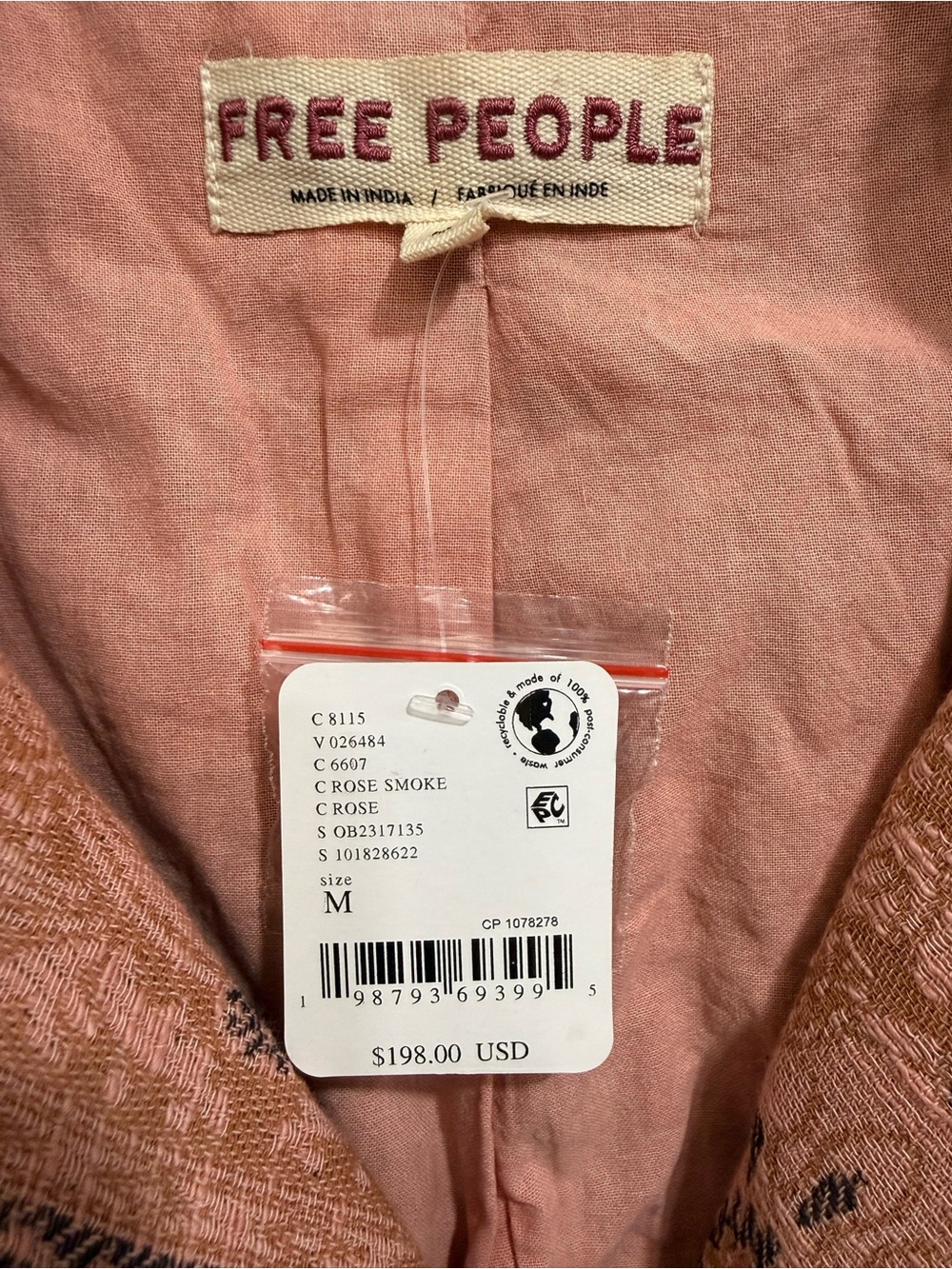 NWT Free People Lotty Jacquard Jacket Sz Medium in ROSE SMOKE - Picture 3 of 10